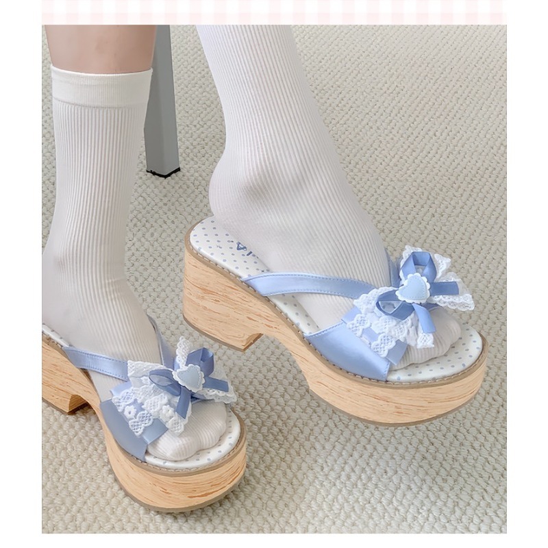 Sweet Bow Wood Grain Thick Bot - Summer Clothing Stores recension och pris